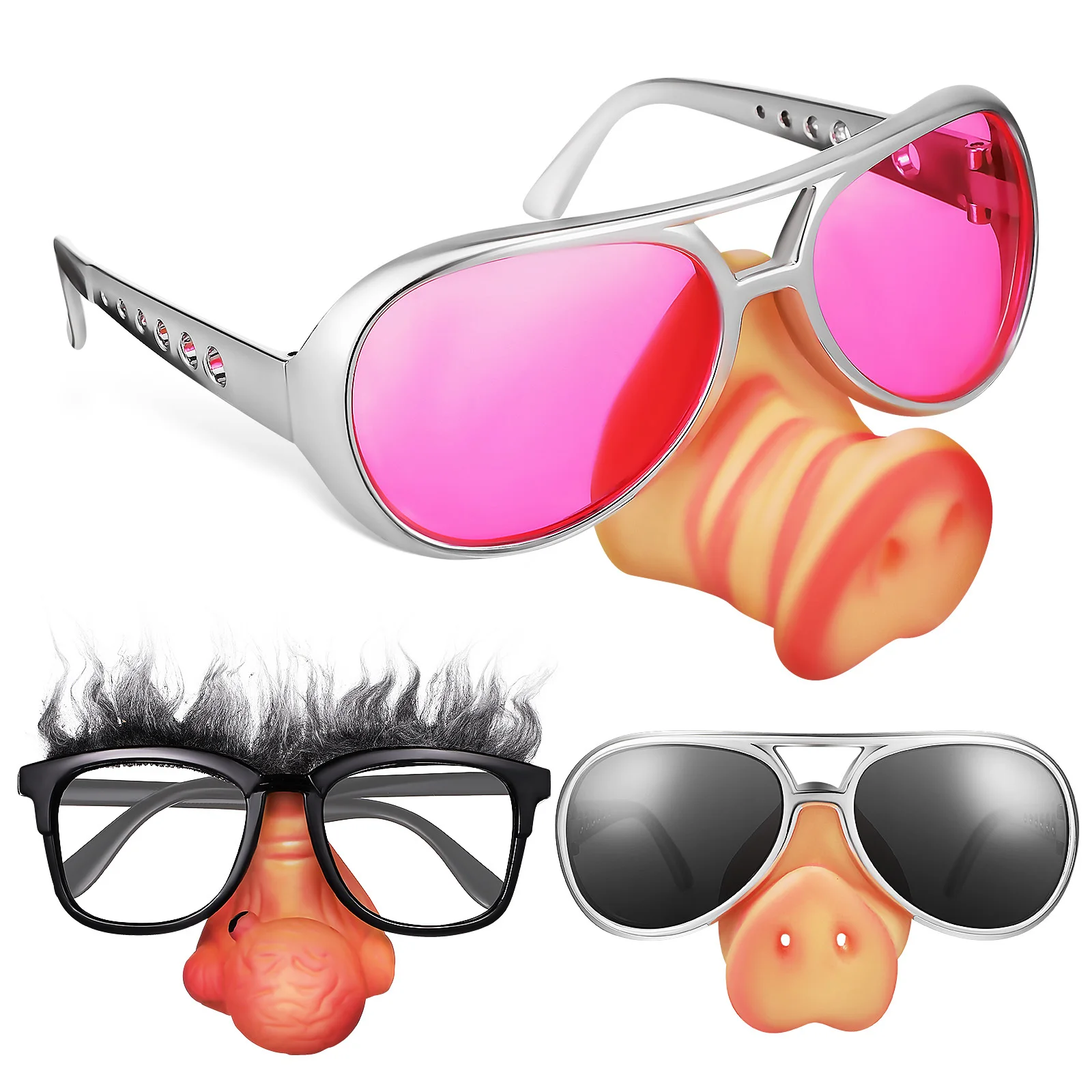 Accessoires de nez de cochon, 3 pièces, lunettes créatives pour jeux de fête, cabines Photo, confortables, tenue toute la journée, lunettes de fête unisexes