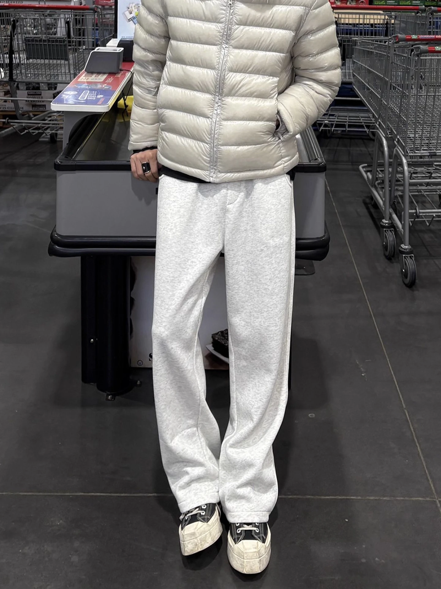 

Cleanfit Thiened Fitn Sports Straight Leg Pants Men's Autumn Winter White ey Bend Knife Capri Pants Casual Trousers