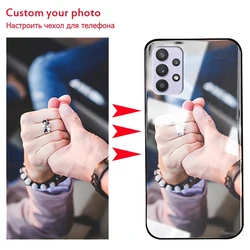 Custom Photo Tempered Glass Case For Samsung A73 A53 A33 A23 A13 A72 A52 S22 Note 8 9 10 plus 20 Unique Bumper DIY Cover Coque