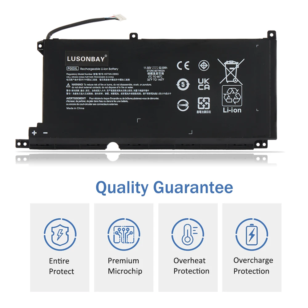 LUSONBAY PG03XL Battery For HP Pavilion Gaming 15-DK dk0003nq 15-dk0020TX 15-ec 15-ec0000 OMEN 5X FPC52 HSTNN-DB9G L48430-2B1