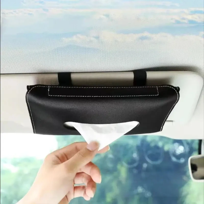 1/2/3pcs Interior Decor PU Leather Car Tissue Holder Universal Soft Car Tissue Box Creative Elegant Car Sun Visor Vehicle Use