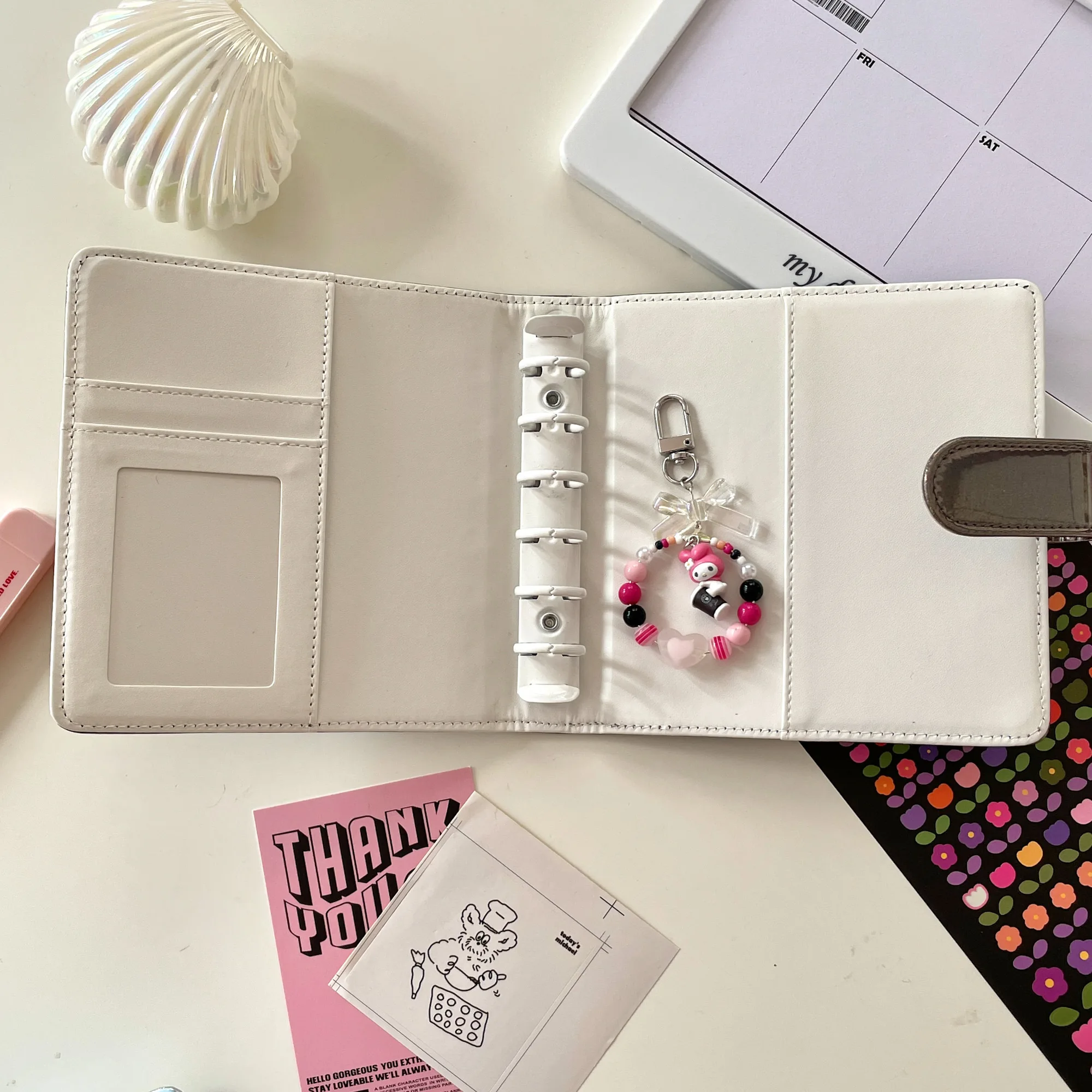 MINKYS New Square Laser Bling PU Leather Photocards Collect Book Binder Notebook Cover Diary Agenda Planner Stationery