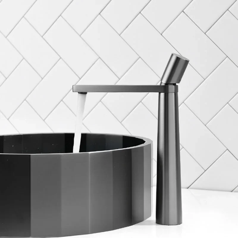 Brushed Gold/Rose Gold/Gun Grey Bathroom Faucet Creative Cylindrical Toilet Platform Basin Faucet Brass Hot&Cold Mixer Tap