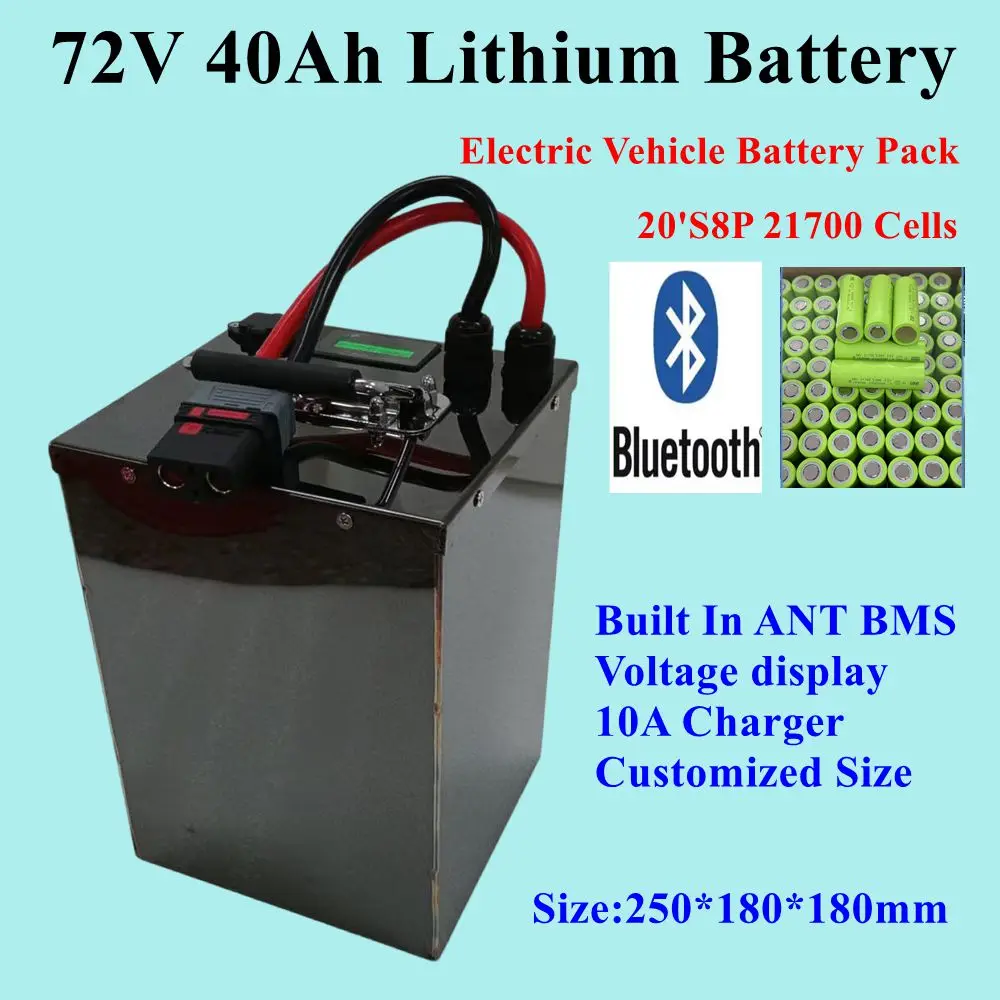 E-bike Battery Lithium ion 72V 40Ah avec BMS Bluetooth for  5000W/3000W/7000W14KW/20KW E-bike Scooter Motorcycl +Charger 84V10A,