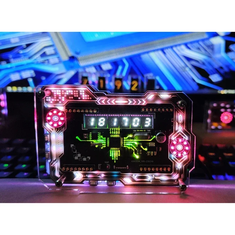 Cyberpunk RGB LED Nixie Fluorescent Tube Clock Digital Table DisplayDesktop, Cyberpunk, E-sports Room Accessories