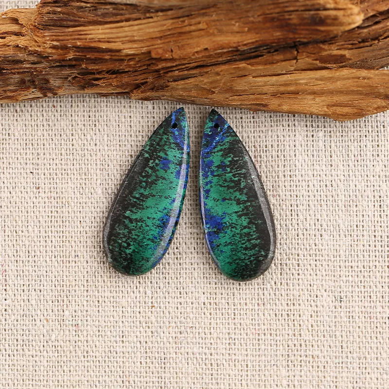B&F Chrysocolla Earring Beads, Handmade Natural stones beads, Polished Stones for jewelry Making Supplies