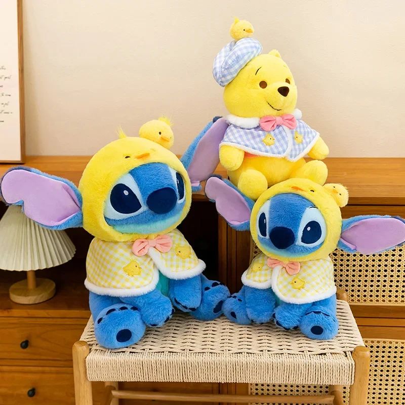 Disney Stitch and Winnie the Pooh Plush Toys, Plush Pillows For Girls' Birthday Gifts, Plush Dolls,Room Decoration