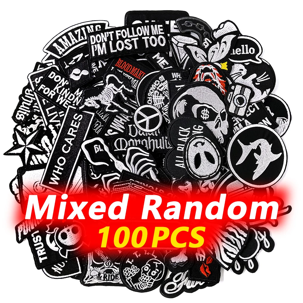 100pcs-random-mix-patches-embroidery-applique-decorative-supplies-ironing-decorative-clothing-decoration-repair-mend-patch-black