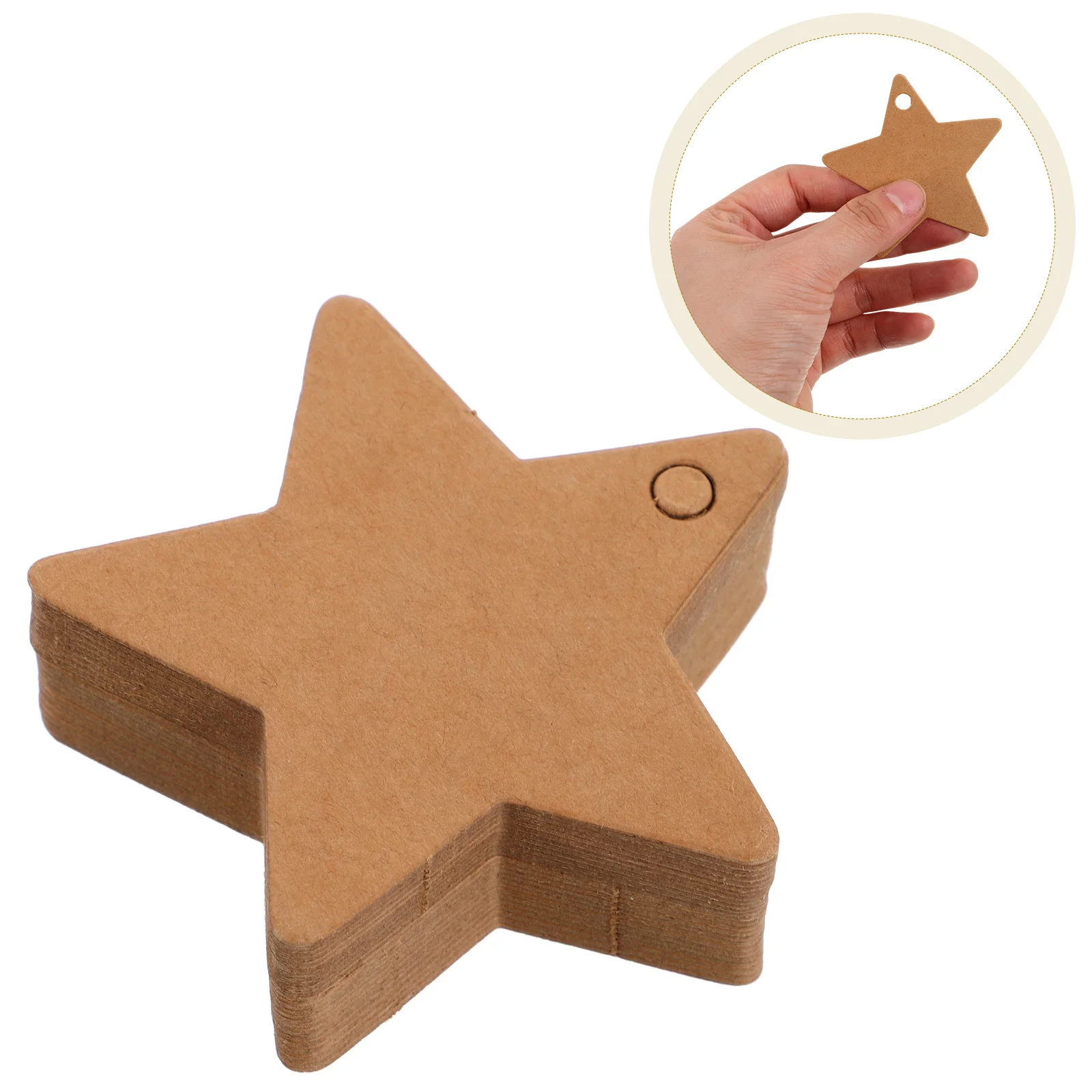 

100Pcs Handmade Hang Tags Star Shaped Kraft Paper Tags Writable for DIY Crafts Party Favors Wedding Holiday Decorations