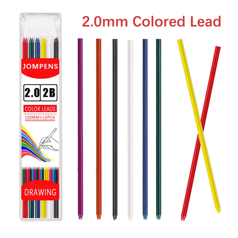 8 Farben, 2,0 mm, 2B, automatischer Bleistift-Ersatz, Bleikern, für Studenten, Skizzieren, Malen, Schreiben, Schule, Büro, Schreibwaren – Detail 6