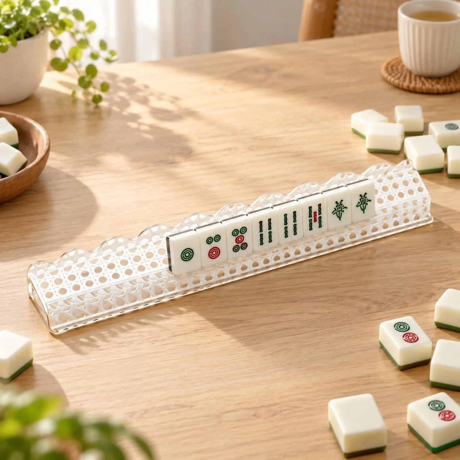 Acrylic Mahjong Tile Rack Non-Slip Mahjong Tile Rack Game Accessory Perforated Lightweight for Tabletop Play, Social Gatherings