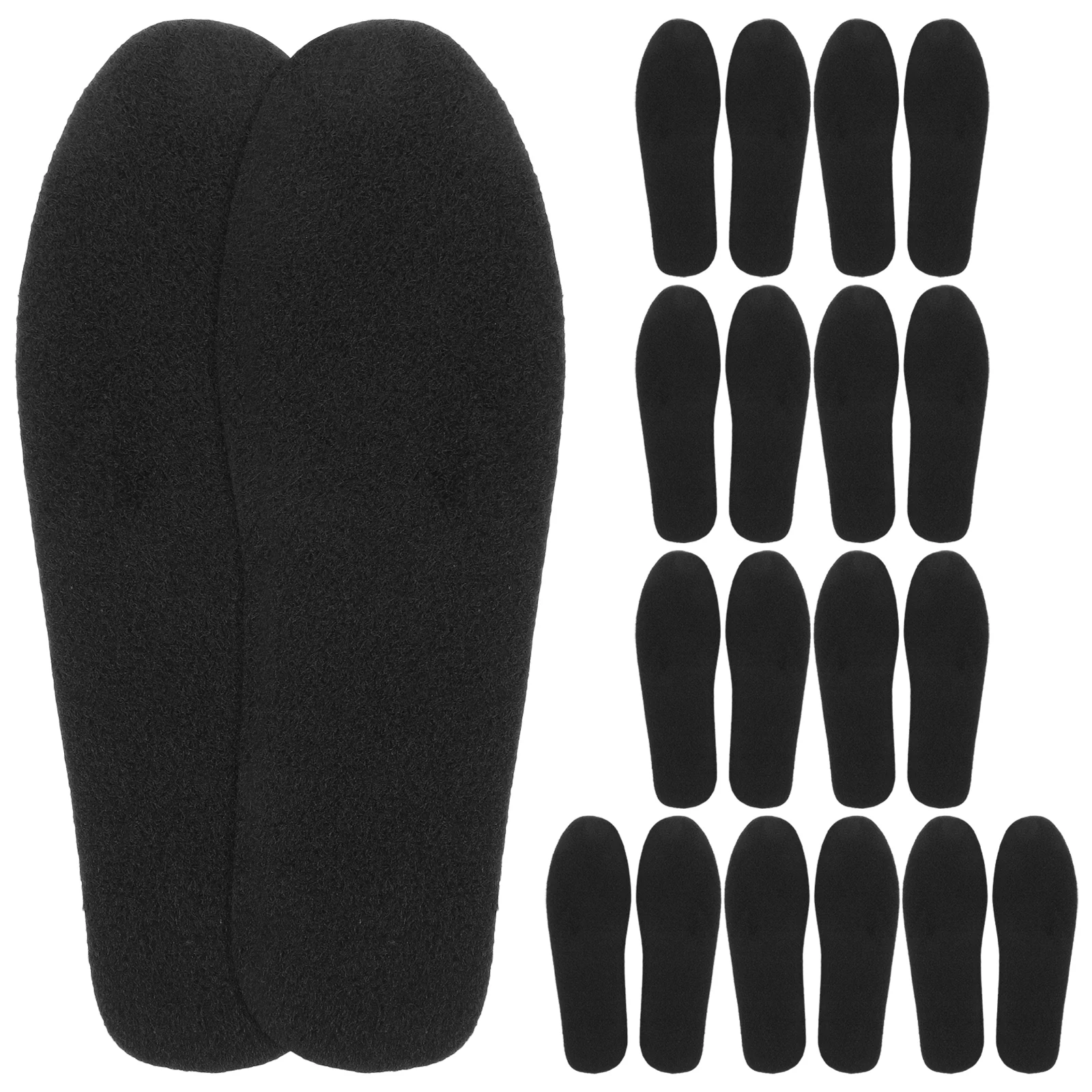 

10 Pairs Black Felt Insoles 26 5CM Universal Shoe Pads Winter Warm Cushions Men Women Boot Inserts Absorbent Shockproof