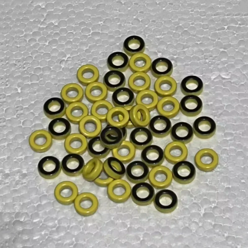 20Pcs T37-6 Iron Powder Cores T37-6 9.5*5.2*3.3mm AL=3.0nH/N2 8.5uo Iron Dust Core Ferrite Toroid Core Coating Yellow Gray T37 6