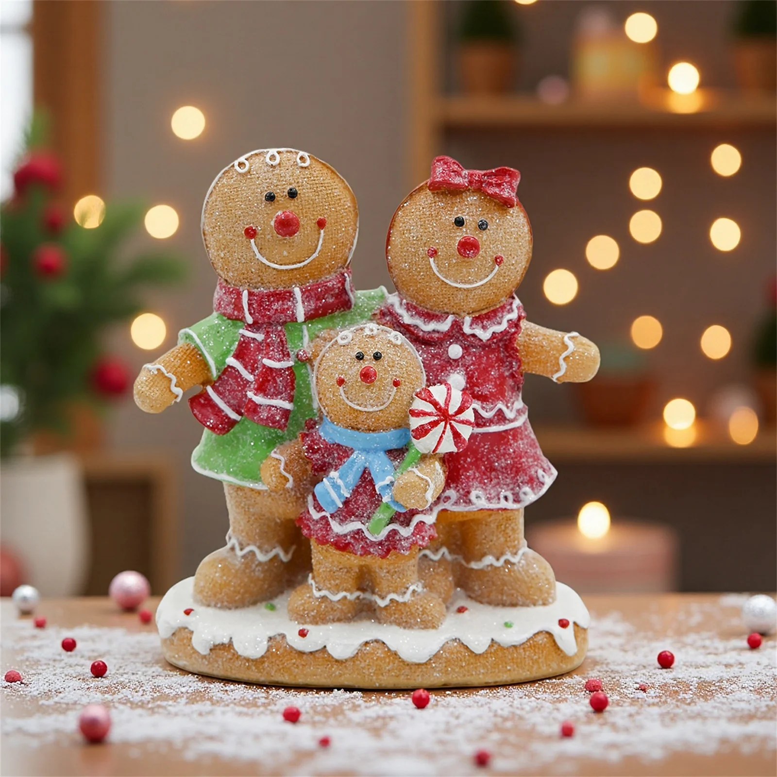 

Christmas Gingerbread Man Resin Figurine Holiday Table Decor Desktop Decoration For Home Office Shop Christmas Party Favors
