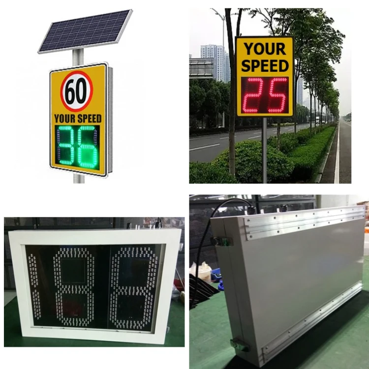 Car Speed Sign Detector Digital Red Green Display Screen Solar Radar Speed Limit Signs with Camera Monitoring