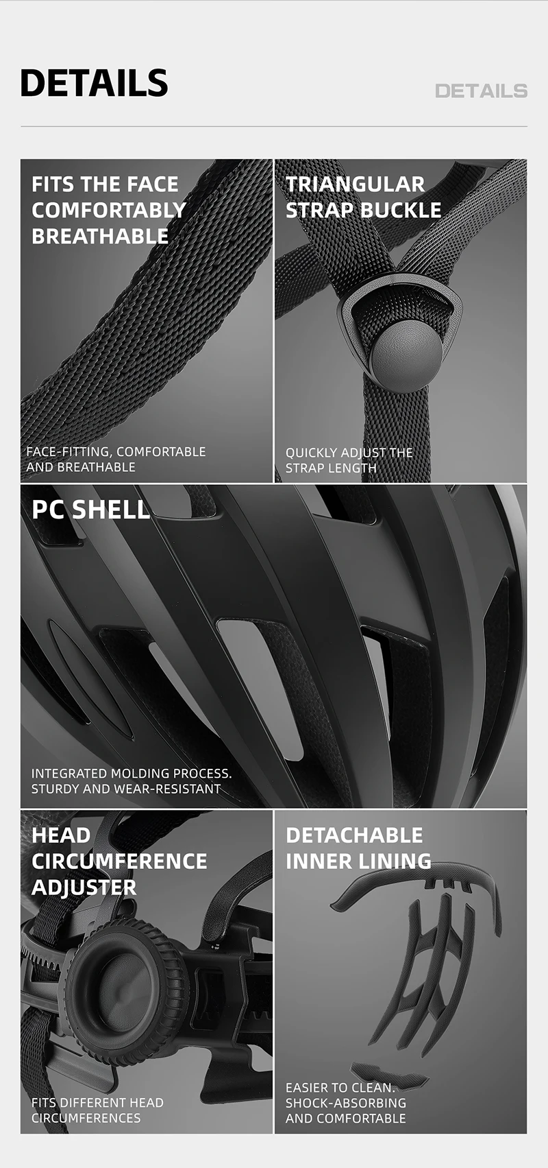 WEST BIKING CE-zertifizierter Fahrradhelm, magnetische Schutzbrille, USB-Rücklicht, verstellbar, 56–65 cm, M-XL, XXL, für Herren, für Straßen- und Mountainbiking – Detail 17
