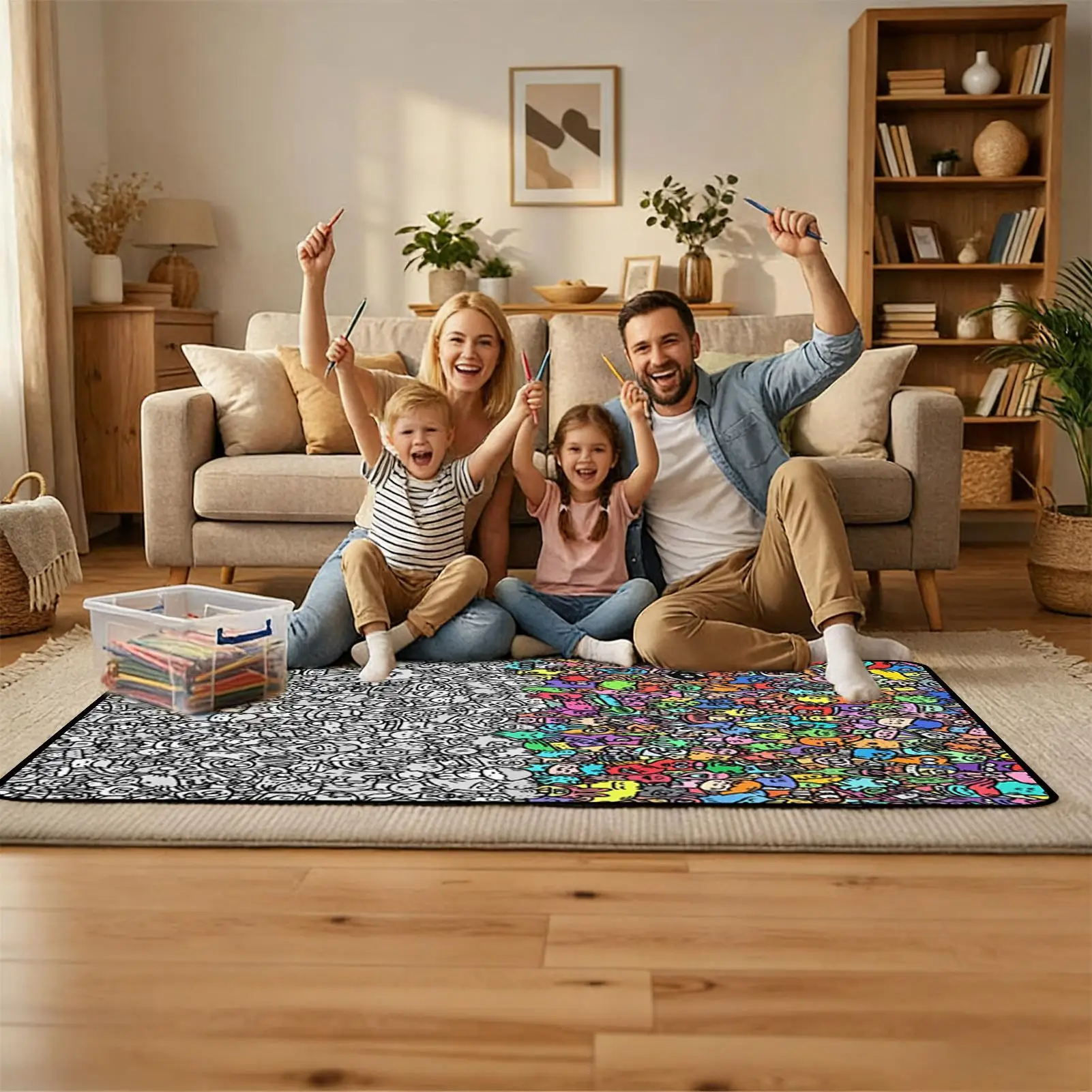 Kids Graffiti Coloring Blanket Washable DIY Drawing Mat No shrinkage for parent-child interaction Painting Graffiti Blanket