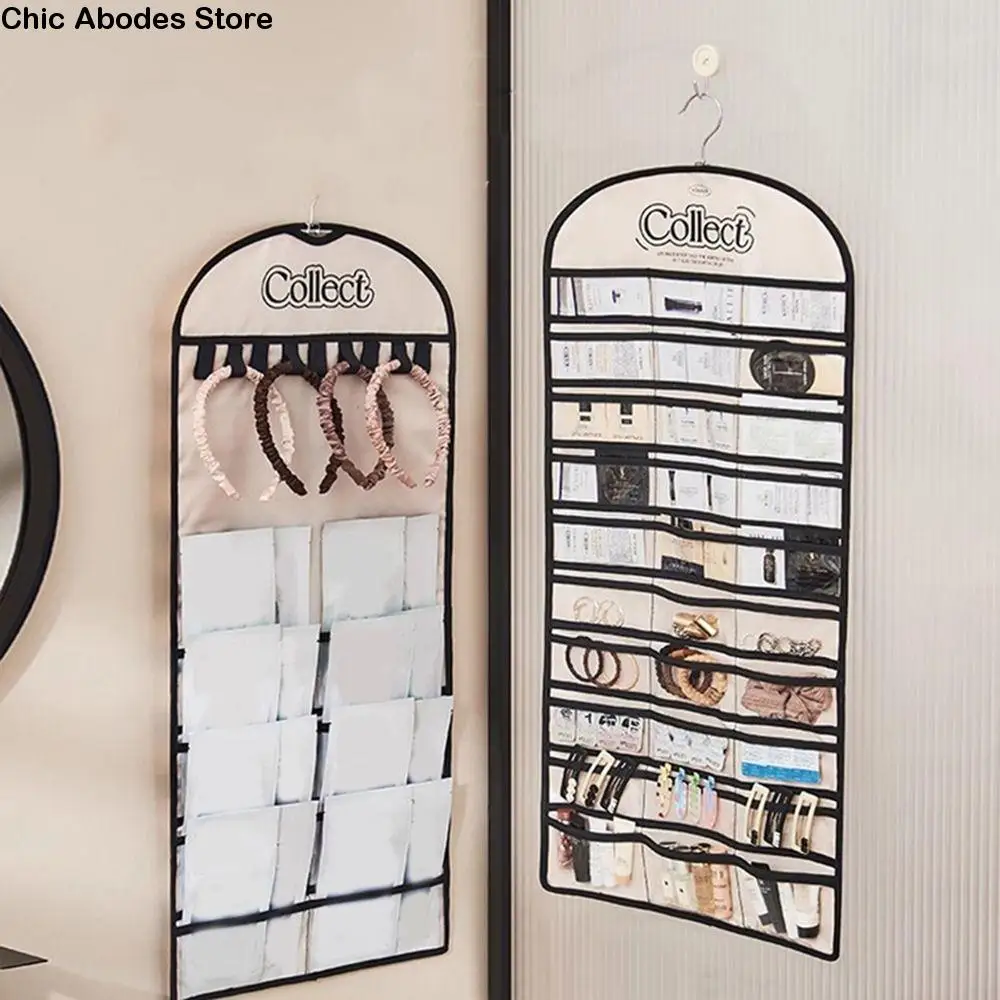 

47 Pockets Hanging Jewelry Organizer Transparent Large Capacity Hairband Organizer Double Sided with Hanger Sunglasses Holder