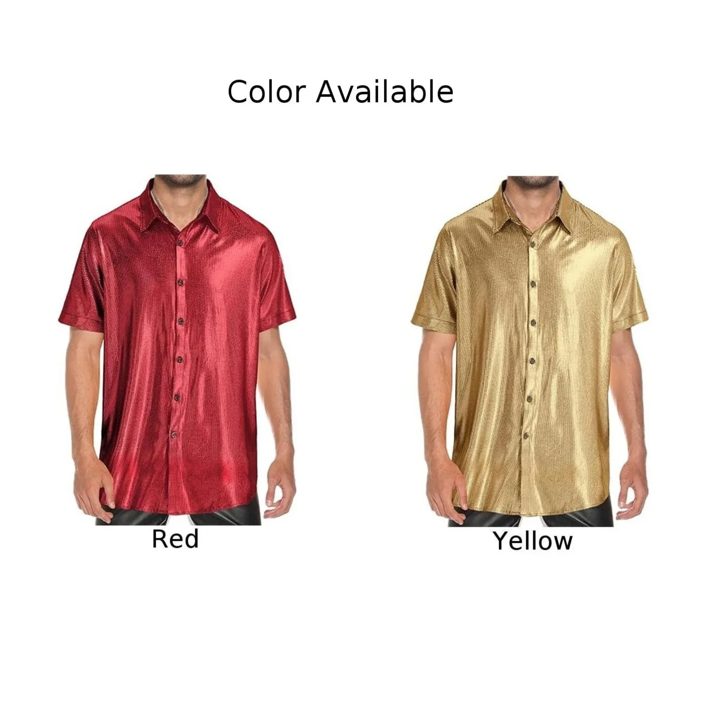 Camisa de hombre, camisa de manga corta, blusa de Color sólido, cárdigan con botones, camisa de fiesta Disco para hombre, ampliamente aplicable