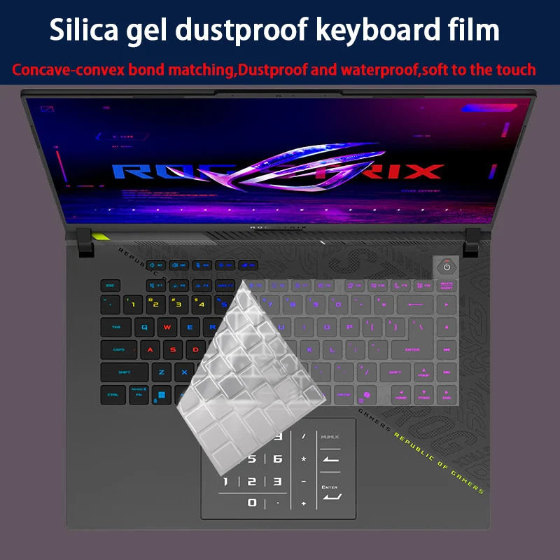 

Для 16-дюймовой ROG Strix SCAR 16/G16 2025/2024 силиконовая пленка для клавиатуры, пленка для экрана ноутбука, HD закаленная пленка, защитная пленка для синего света