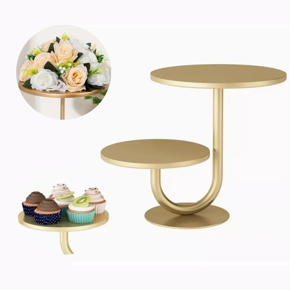 2-layer Cake Bracket Cupcake Rack Wrought Iron Round Dessert Table Wedding Birthday Family Party Afternoon Tea Display Rack