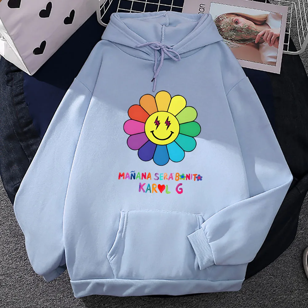 Karoll g Manana Sera Bonito Geruch Gesicht Blumen druck Sweatshirts weiblich/männlich Winter Fleece Hoodie übergroße Langarm Pullover