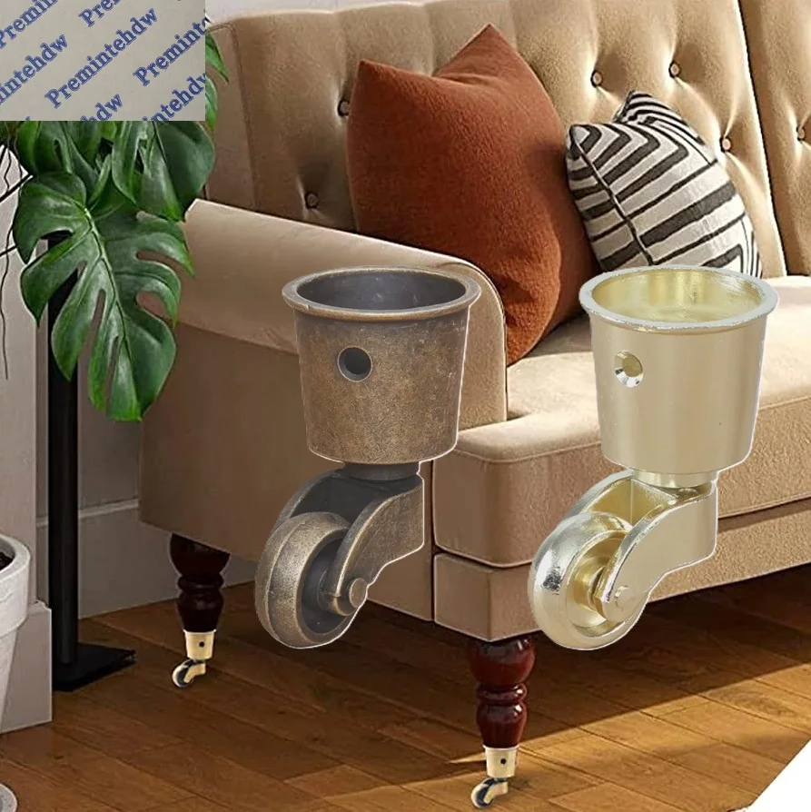 

4Pcs Zinc Round Swivel Cup Caster Wheels Antique Bronze Gold Furniture Piano Wine Serving Trolley