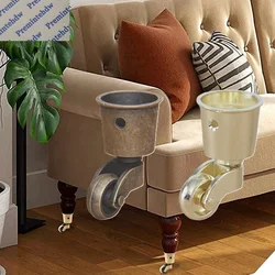4Pcs Zinc Round Swivel Cup Caster Wheels Antique Bronze Gold Furniture Piano Wine Serving Trolley