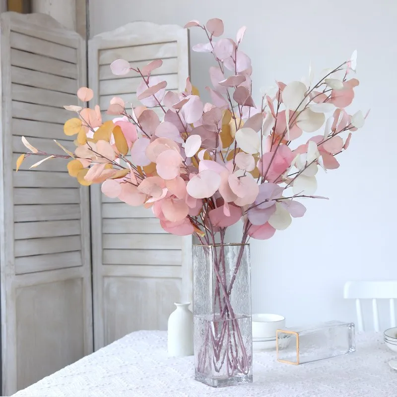 Eucalyptus Branch Artificial Plant Wedding Vases for Hotel Autumn Color Single Apple Leaf Green Christmas Home Decoration