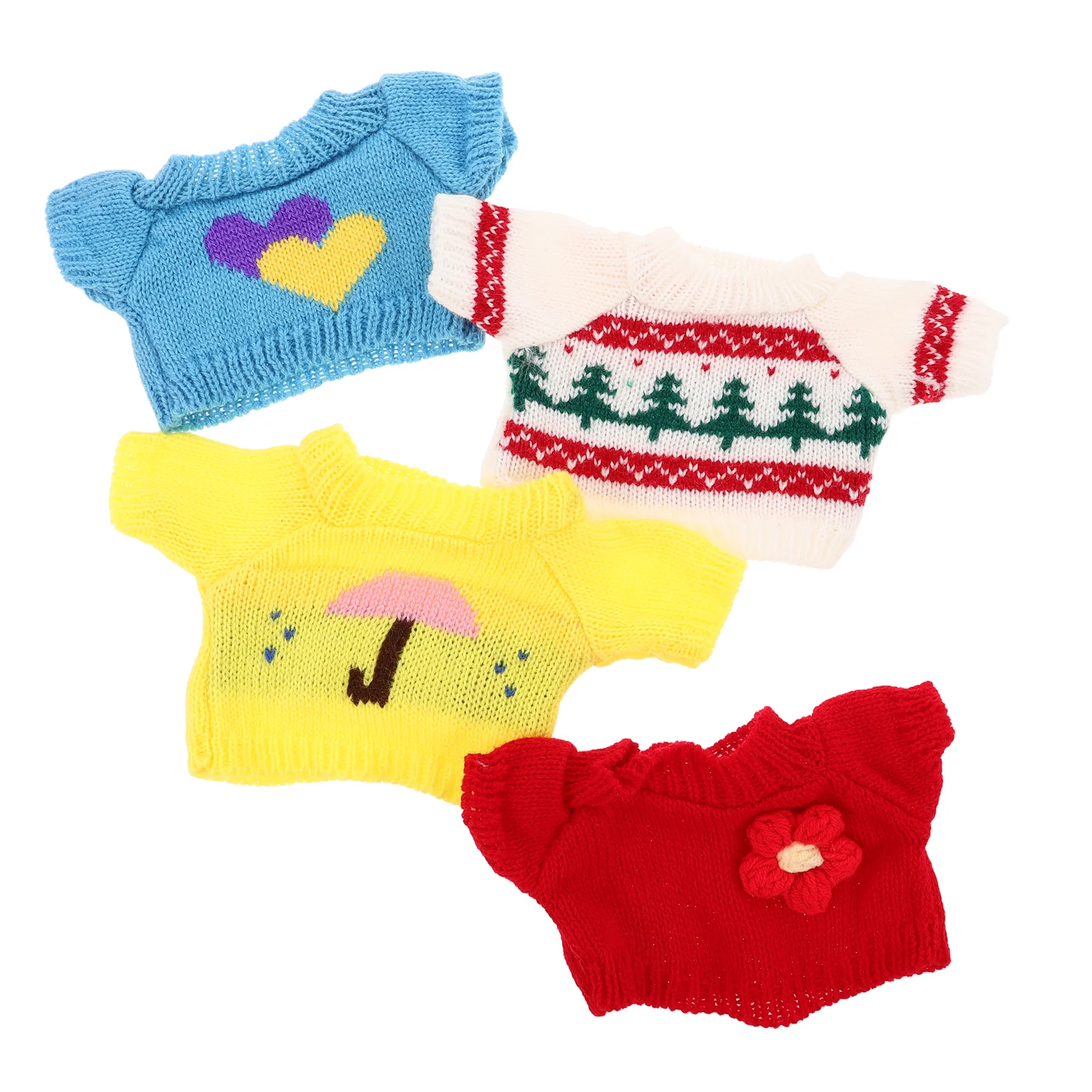 

4Pcs Bear Clothes Set 30cm Cotton Sweater Outfits Christmas Birthday Stuffed Animal Accessories Crochet Outfit