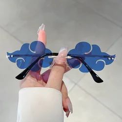 KAMMPT Cloud Shaped Sunglasses 2024 New in Rimless Irregular Funny Sun Glasses Women Trendy Stylish Brand Designer Rave Shades