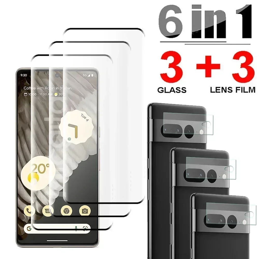 3D Tempered Glass For Google Pixel 7 Pro 6 Pro Pixel 6A Screen Protector Camera Lens Film For Pixel 7 Pro Glass Full Cover