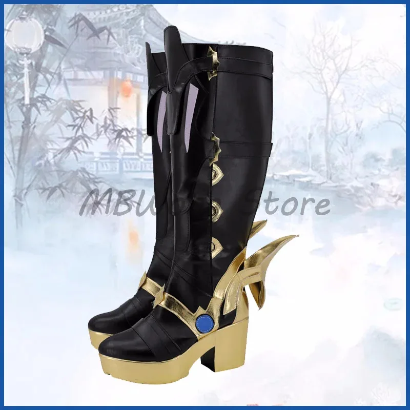 Az15Genshin Impact IL Dottore 신발 게임 Fatui Harbinger Hakase 닥터 코스프레 할로윈 파티 부츠 Customiza