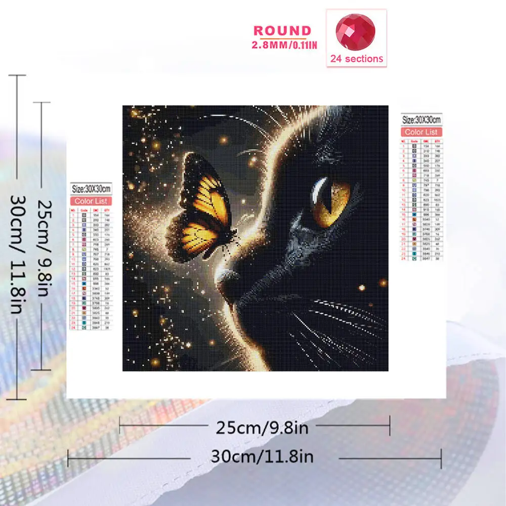 Evershine Diamond Mosaic Black Cat Animal New Arrival Acrylic Craft Supplies Painting Butterfly DIY Embroidery Holiday Gift