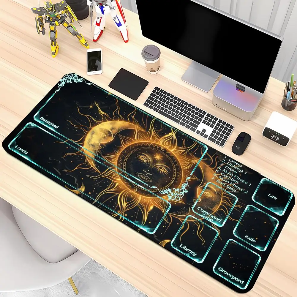 etro gold sun moon astro large size playmat tarot style game card pad for competitive games