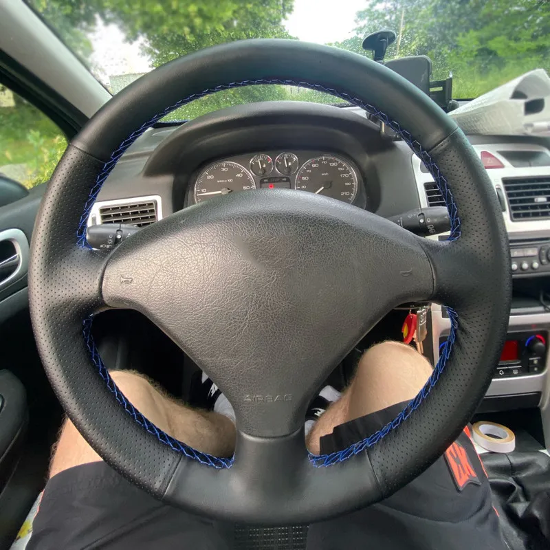 Car Inner Steering Wheel Cover Perforated Leather Trim For Peugeot 207 2006-2014 Expert Partner Citroen Berlingo Jumpy 2009-2016