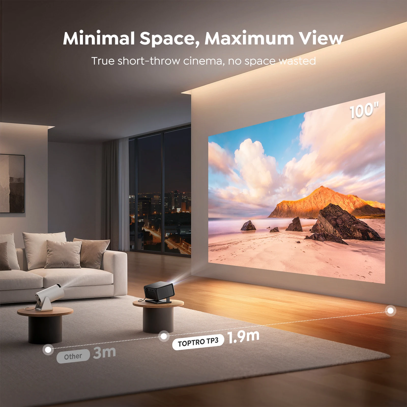 Toptro Projector Official Google Support Full HD 1080P 4K Auto Focus Portable Smart Projector for Home Theater Outdoo