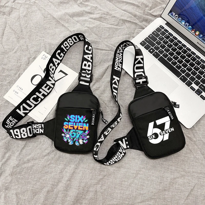 Steal A Brainrot Crossbody Bags for Women Funny 67 Six Seven Cartoon Pattern Printed Chest Bag Boys Girls Birthday Party Gifts