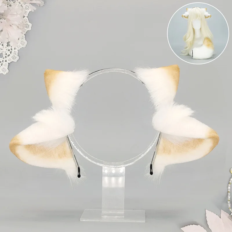 Plush Sheep Ears Headband Furry Sheep Tail Animal Fursuit Comic-con Cosplay Props Party Role Play Hairband Hair Accessories