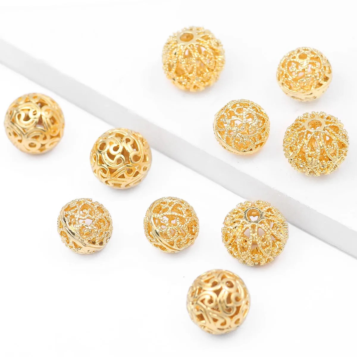 10/11/11.2 مللي متر جوفاء التدريجي النحاس الجولة متباعدة فضفاض الخرز لصنع المجوهرات Charms سوار قلادة ياردروب DIY بها بنفسك اكسسوارات #3