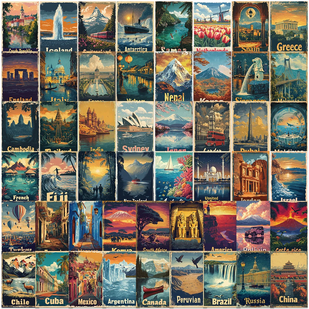 25/50/100pcs Mix Country Famous Travel Landmarks Stickers for Skateboard Diary Guitar Laptop Bike Waterproof Sticker Decals Toy