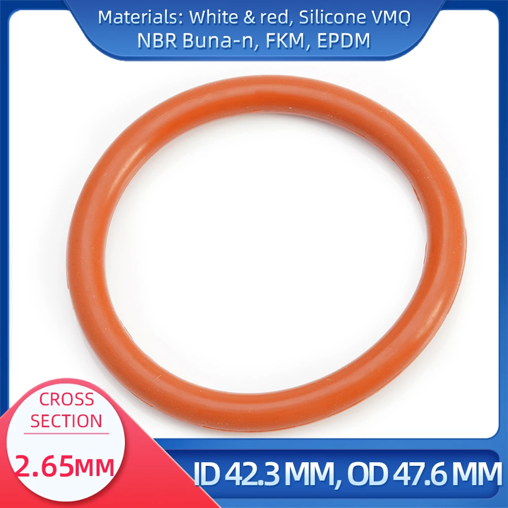

O Ring CS 2.65 mm ID 42.3 mm OD 47.6 mm Material With Silicone VMQ NBR FKM EPDM ORing Seal Gaske