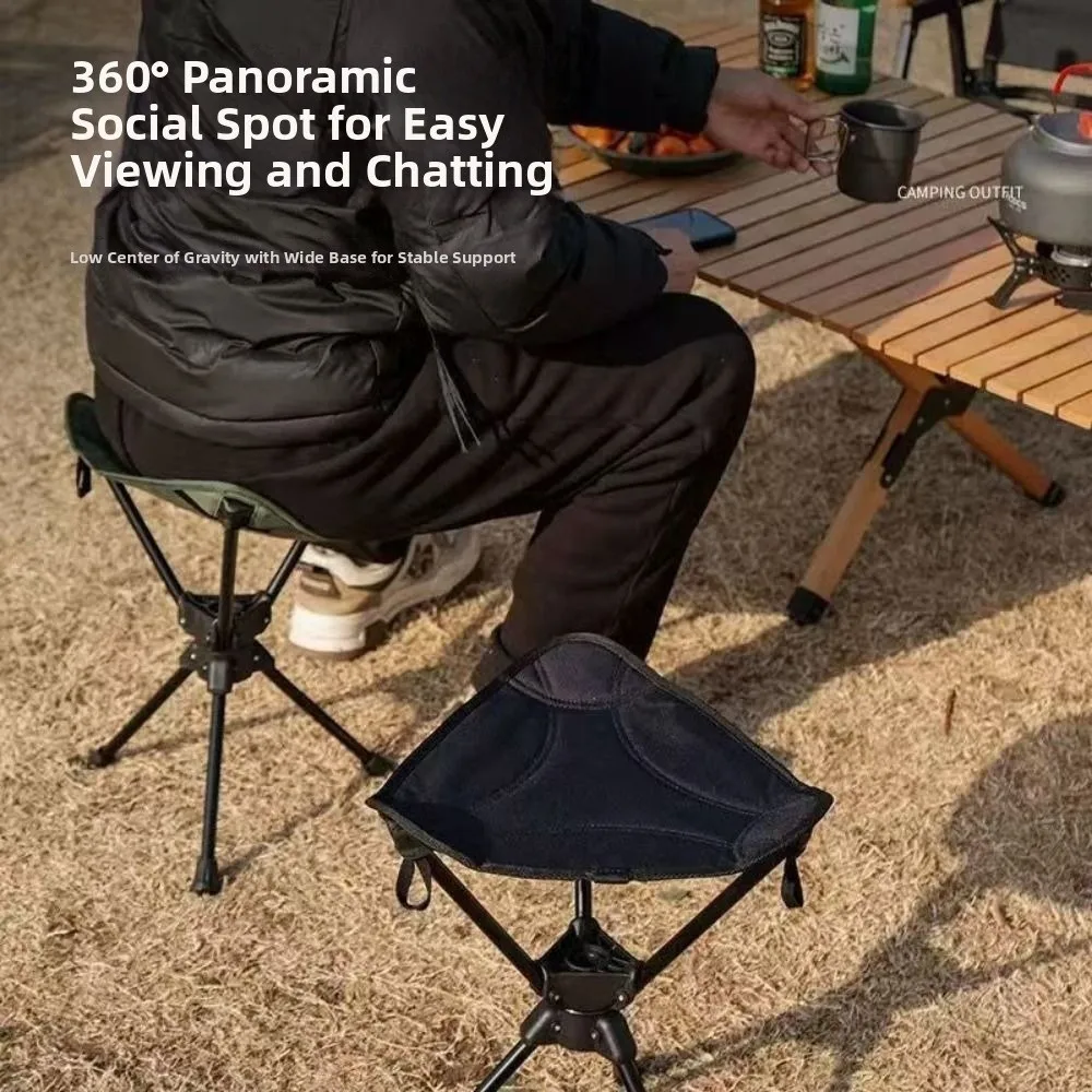 Three Legged Folding Rotating Stool Foldable Strong Load-bearing Camping Stool Wear-resistant Multifunctional Mazza Stool