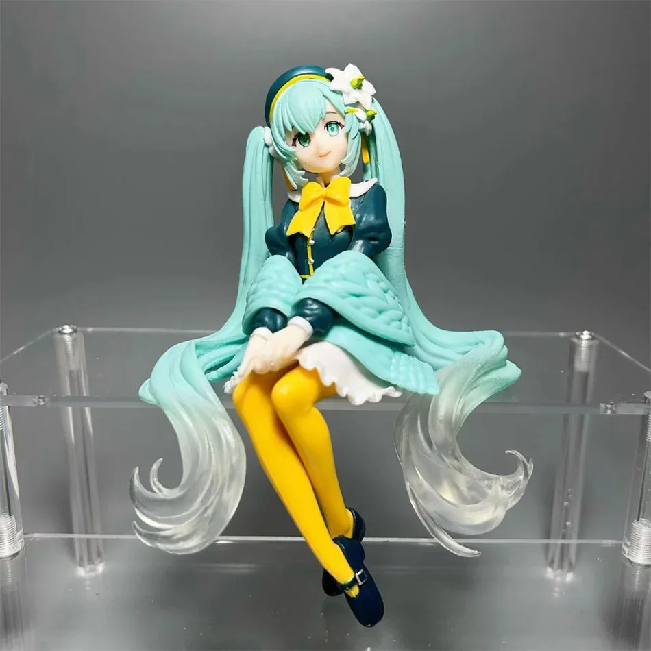 15CM Anime Hatsune Miku Figure Lily Fairy Seated Pressed Instant Noodles Anime Model Toy Gift Collection Decorative Ornament PVC