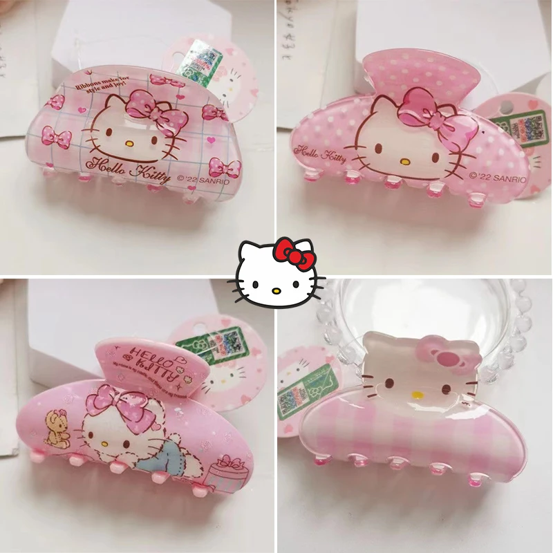 

Hello Kitty Sanrio Hair Claws Clips Girls Kawaii Headwear Women Head Hair Clip Hairpin Cute Cartoon Barrette Hair Accessories