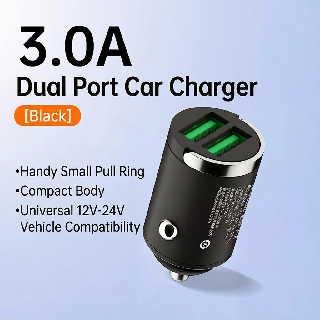 Flush Fit Mini Car Charger 100W Dual Port Fast Charging Auto USB C Adapter with Pull Ring For iPhone 17 16  For Samsung For iPad - view 6