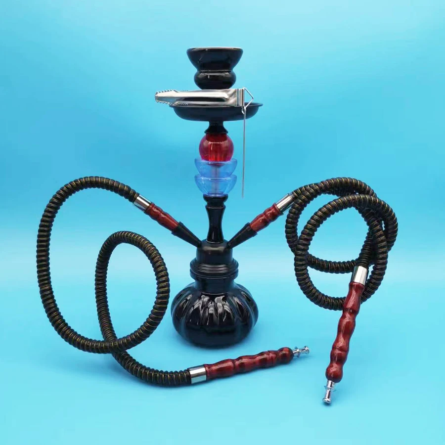 Arabia Hookah Set Small Double Tube Hookah Glass Bottle Ceramic Bowl Hose Water Pipe Shisha Accessories Birthday Gift