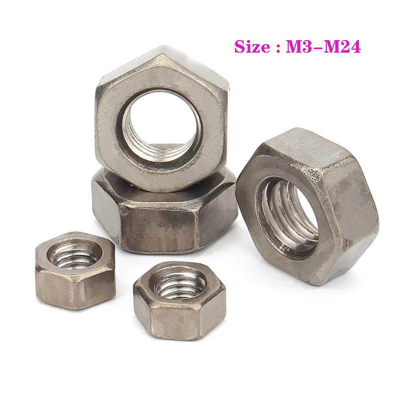 1pcs 5pcs GR2 Pure Titanium Hex Nuts M3 M4 M5 M6 M8 M10  M12  M14 M16  M18  M20  M24