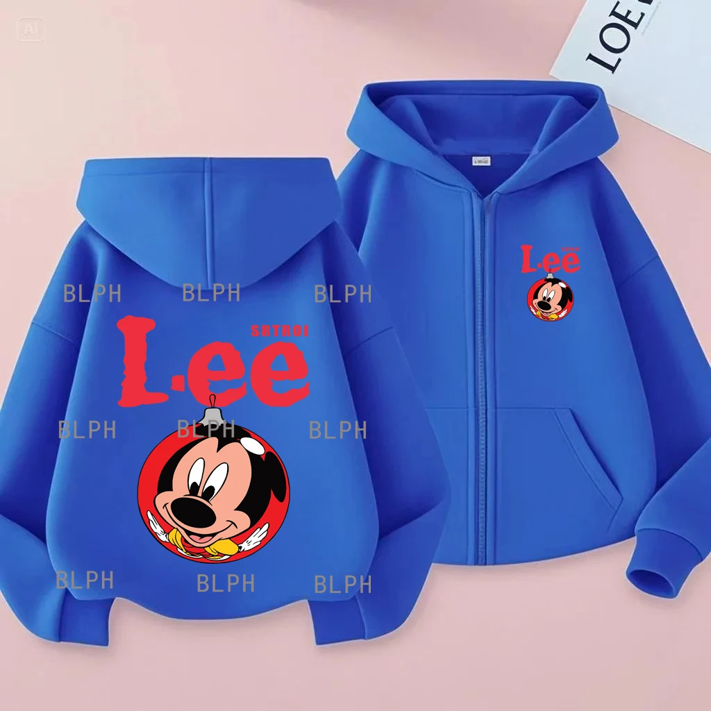 

Christmas Limit! Disney Co-branded Mickey Mouse Autumn And Winter Parent-child Zipper Hoodie, Couple's Top