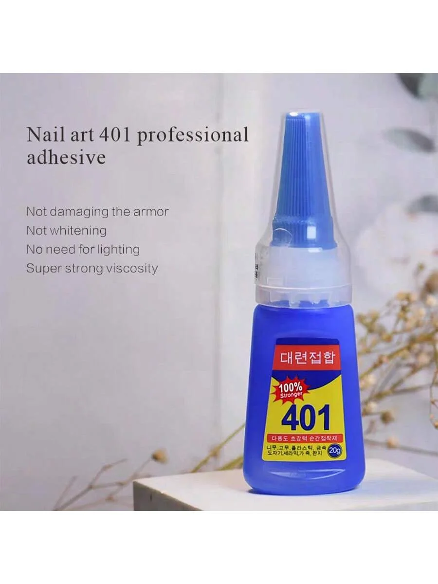 Customized 100% 401 High-Strength Multi-Functional Adhesive, No Curing Lamp Required, Non-Yellowing, Long Shelf Life Nail Polish Adhesive